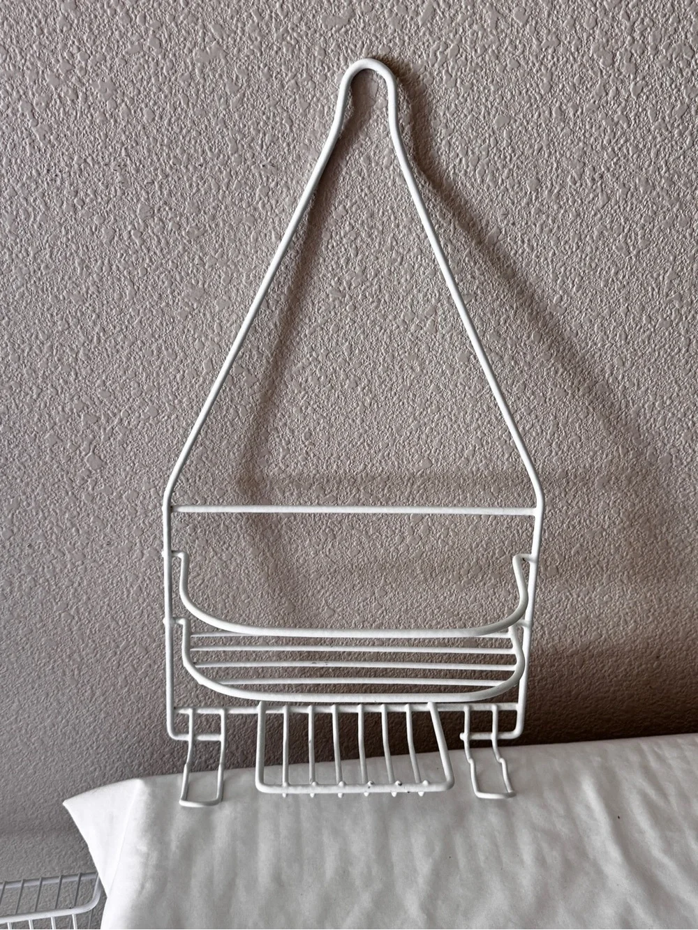 White Hanging Shower Caddy - Steel Bath Organizer